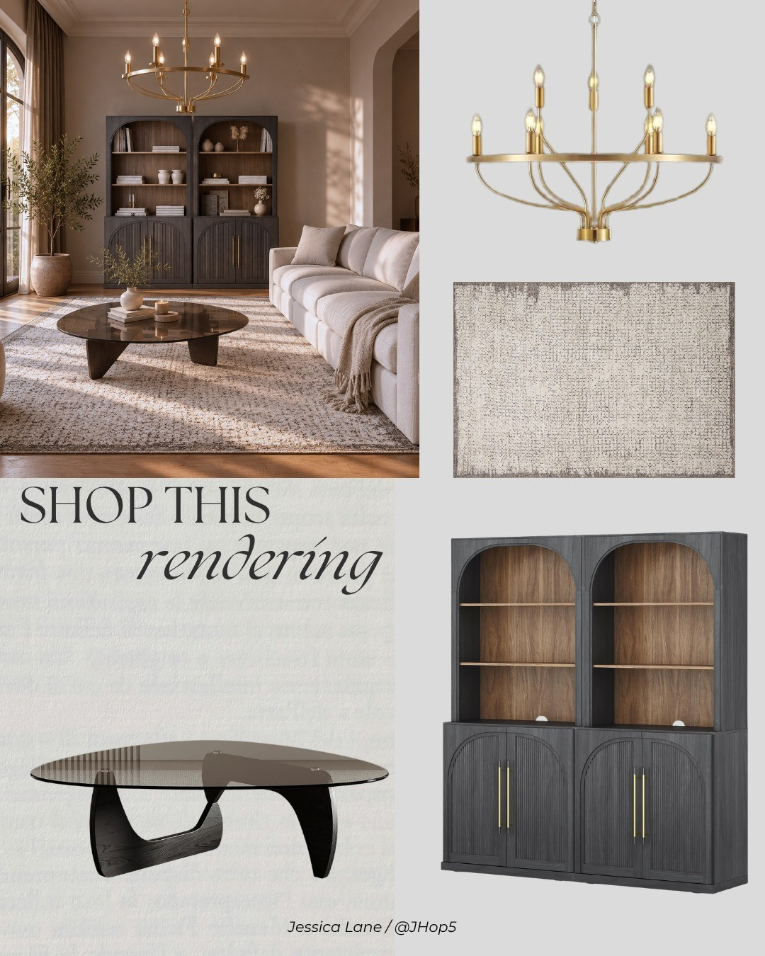 Soft linen, smoky glass and arched bookcases bring warmth and contrast to this organic modern living room.#OrganicModern #LivingRoomInspo #NeutralHome

#LTKSaleAlert #LTKHome