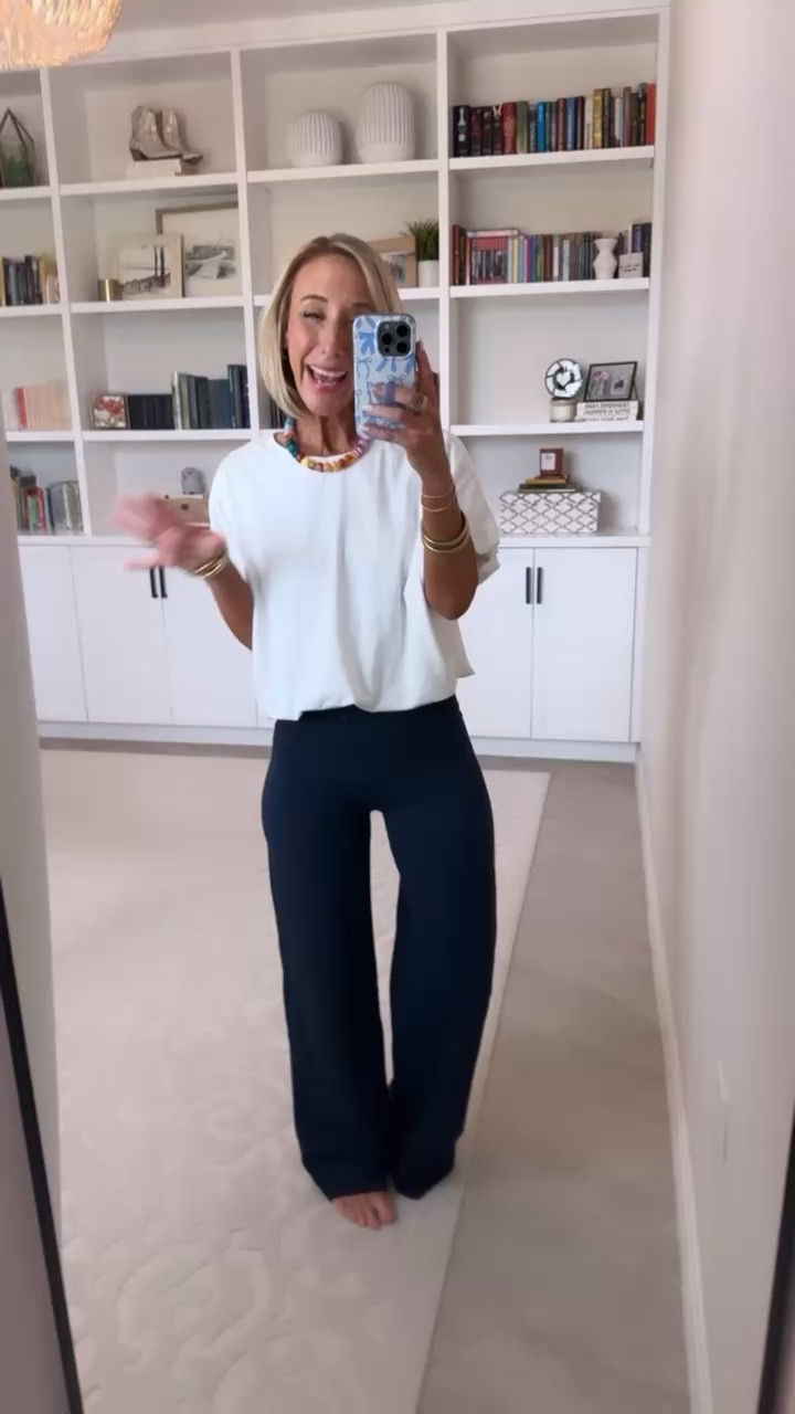 New Leggings - for working out or lounging • Use code: LESLIEEPD for 30% off (valid: 6/7-6/17) * Crewneck Bubble Hem Cropped T Shirt - size Small. 15 colors. Butt Lifting High Waist Wide Leg Yoga Pants & No Front Seam - size Small. 3+ colors.

#LTKActive #LTKSeasonal #LTKOver40