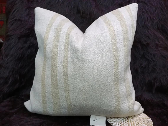 Hemp Pillow 24"×24" inches Anatolian Pillow Decorative Pillow Cover Cushion Cover Homedecor Hand... | Etsy (US)