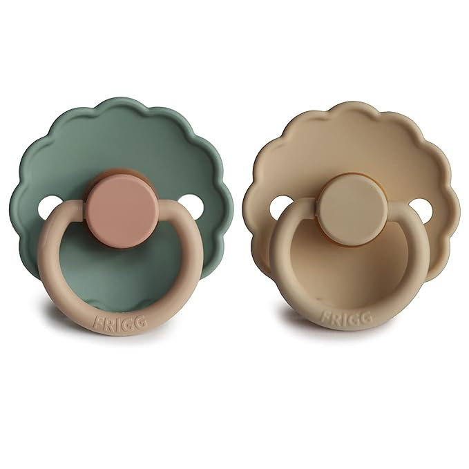 FRIGG Daisy Natural Rubber Baby Pacifier | Made in Denmark | BPA-Free (Willow/Croissant, 0-6 Mont... | Amazon (US)