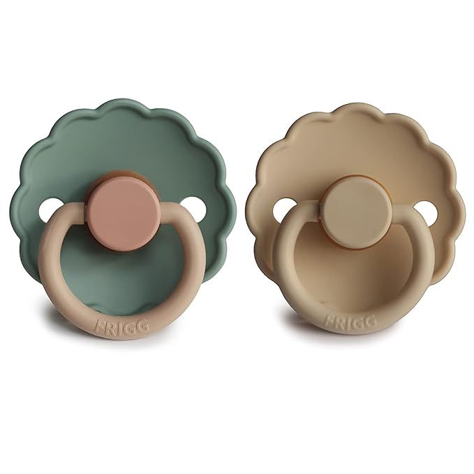 FRIGG Daisy Natural Rubber Baby Pacifier | Made in Denmark | BPA-Free (Willow/Croissant, 0-6 Mont... | Amazon (US)