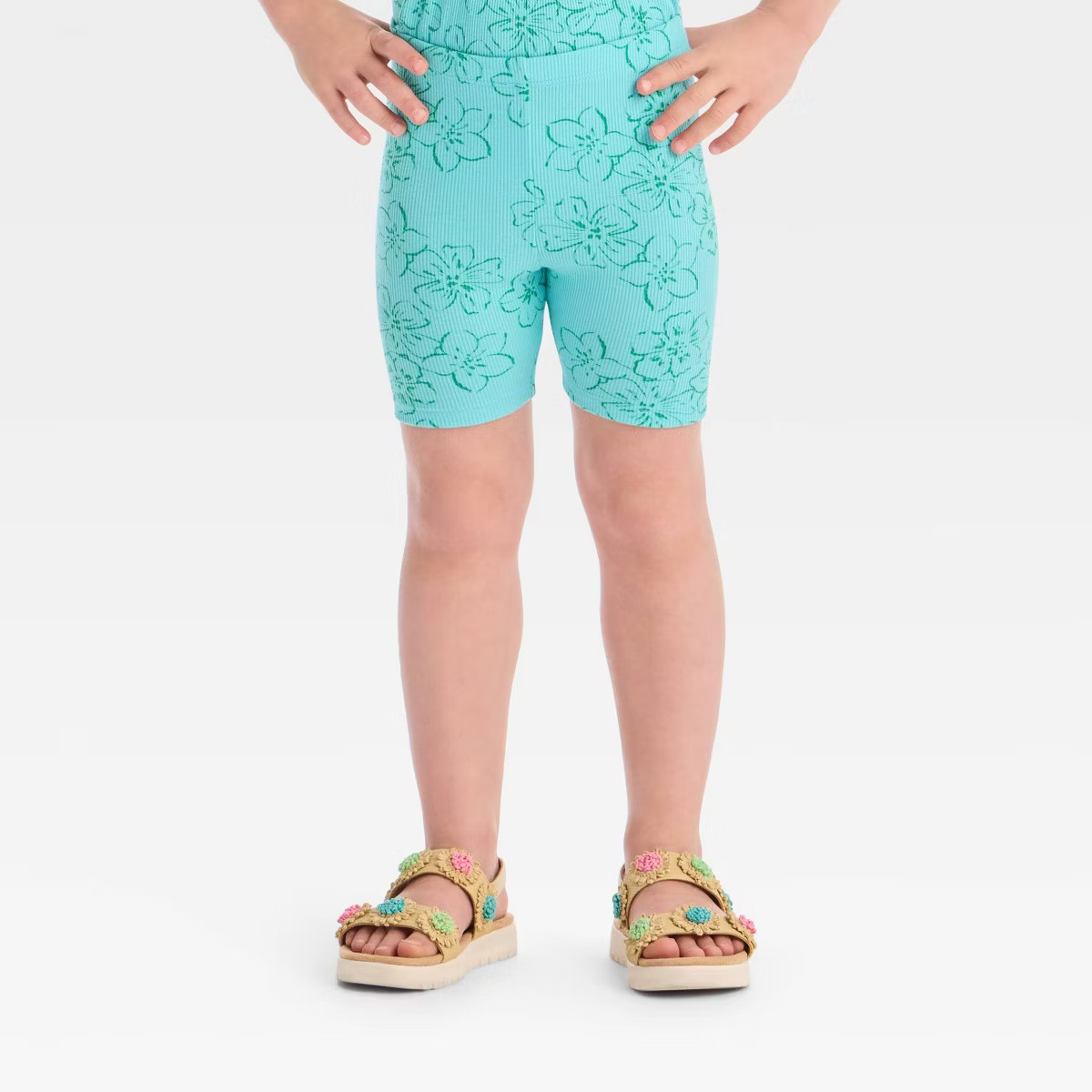 Toddler Girls' Ribbed Bike Shorts - Cat & Jack™ Turquoise Blue 5T | Target