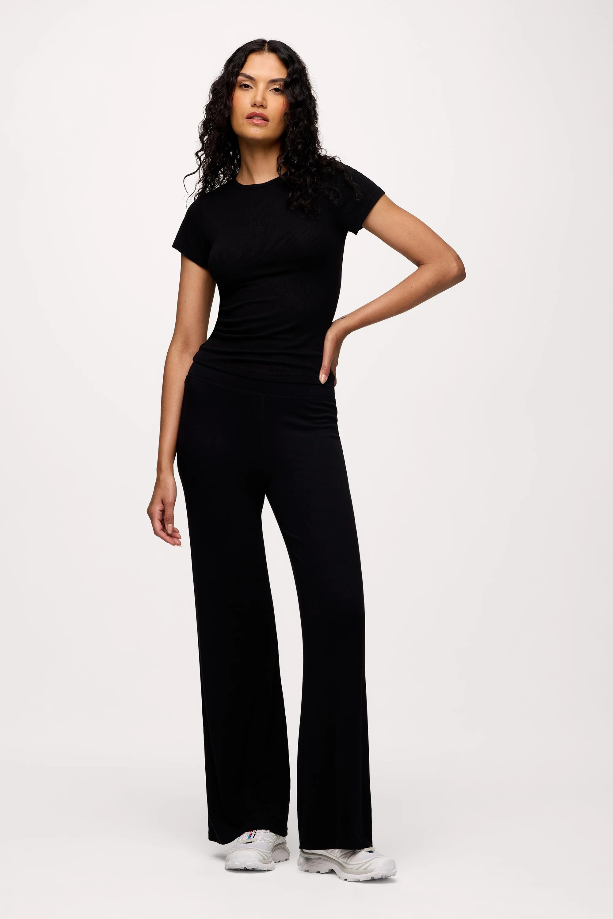 Slinky Rib Streamline Pant | Espresso | nuuds