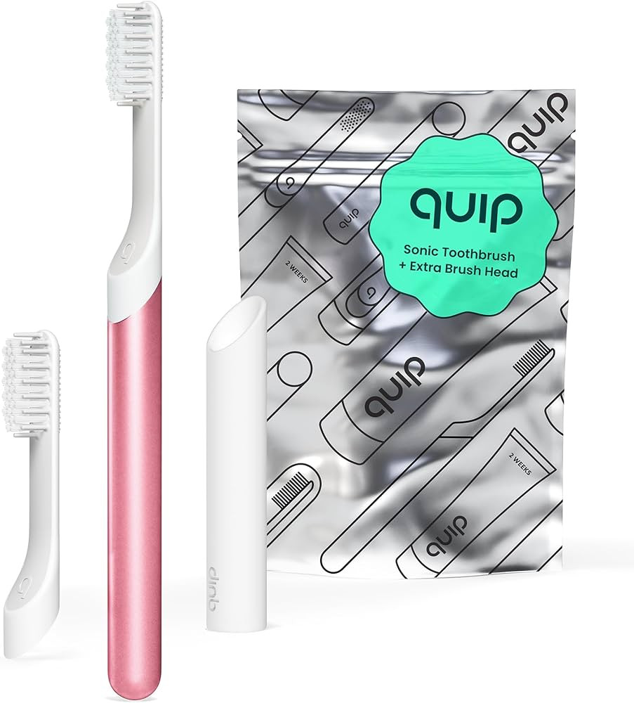 Quip Sonic Toothbrush for Adults with Timer - Includes Extra Brush Head and Travel Cover Mount - ... | Amazon (US)