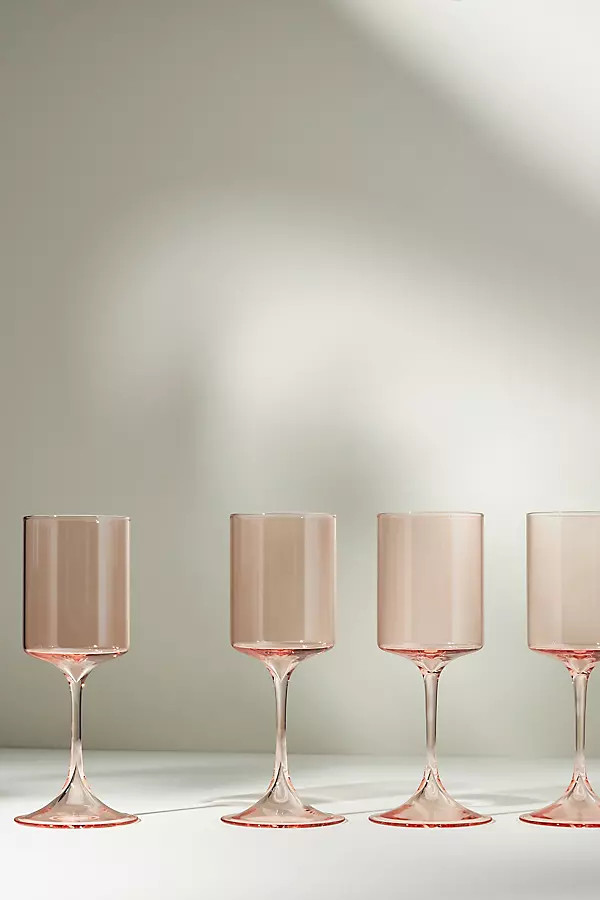 Morgan Wine Glasses, Set of 4 By Anthropologie in Pink Size S/4 red wine | Anthropologie (US)