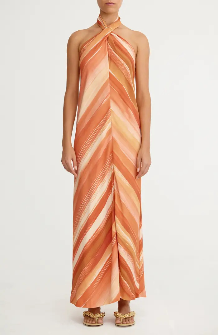 Patrice Chevron Stripe Halter Neck Maxi Dress | Nordstrom