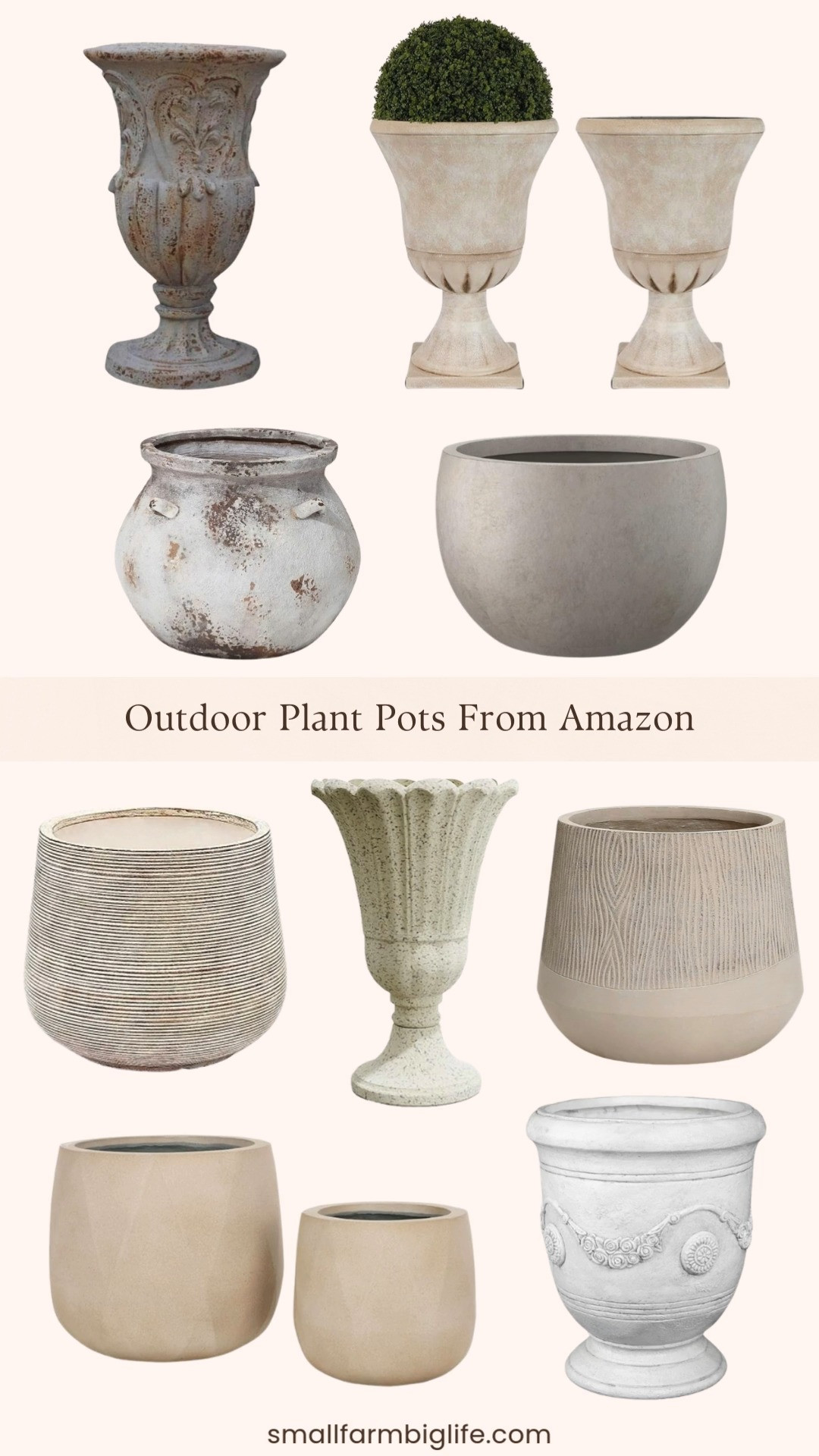 These large outdoor plant pots from Amazon are beautiful options for styling porches, patios, and garden spaces. I love the classic urn planters and concrete pots that give outdoor plants a timeless look. These larger planters are perfect for flowers, shrubs, or small trees and make a great statement in outdoor spaces. 

 #LTKSeasonal #LTKHome