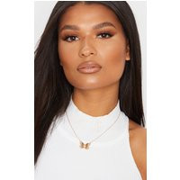 Gold Intricate Butterfly Necklace | PrettyLittleThing CAN