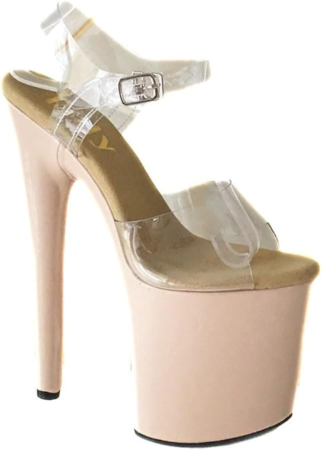 denova's Women's Transparent Very High Heel Plus Size Platform Pole Dancing Ankle Strap Stiletto ... | Amazon (CA)