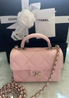 New 25S CHANEL Pale Pink Caviar Leather Top Handle Flap Classic Bag Gold RECEIPT | eBay | eBay US