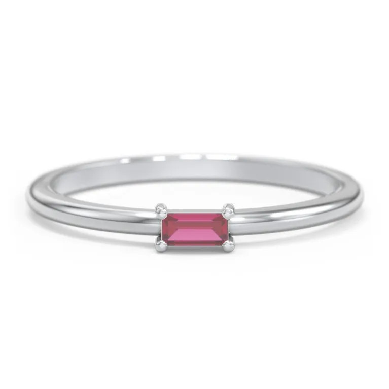 East-West Stackable Baguette Ring | Jewlr
