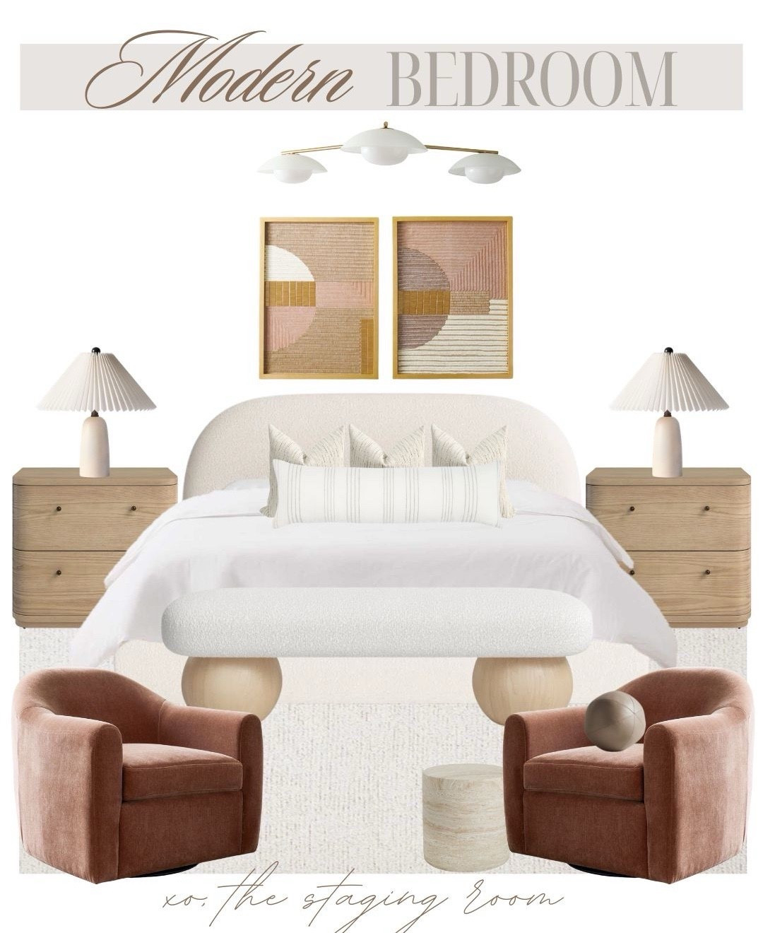 Classic, modern, contemporary bedroom with feminine accents ✨

___

Nightstands, bedroom storage, bedroom dresser, storage bench, accent chair, boucle chair, side table, drink table, pillows, cushion, pillow covers, wall art, chandelier, low bed, upholstered bed, queen bed, king bed, white bed, ivory rug, neutral bedroom.  


#LTKsale #LTKhome #LTKcanada