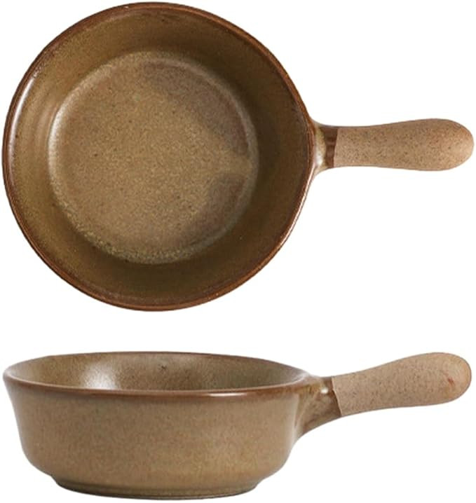 2Pc/Japanese-Style Coarse Pottery Dip Sauce Dish with Handle Ceramic Condiment Sushi Snack Dish -... | Amazon (US)