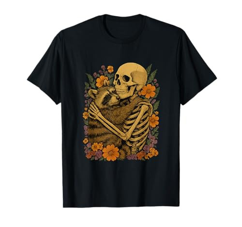 Skeleton Hugging Raccoon Halloween Raccoon Lover Halloween T-Shirt | Amazon (US)