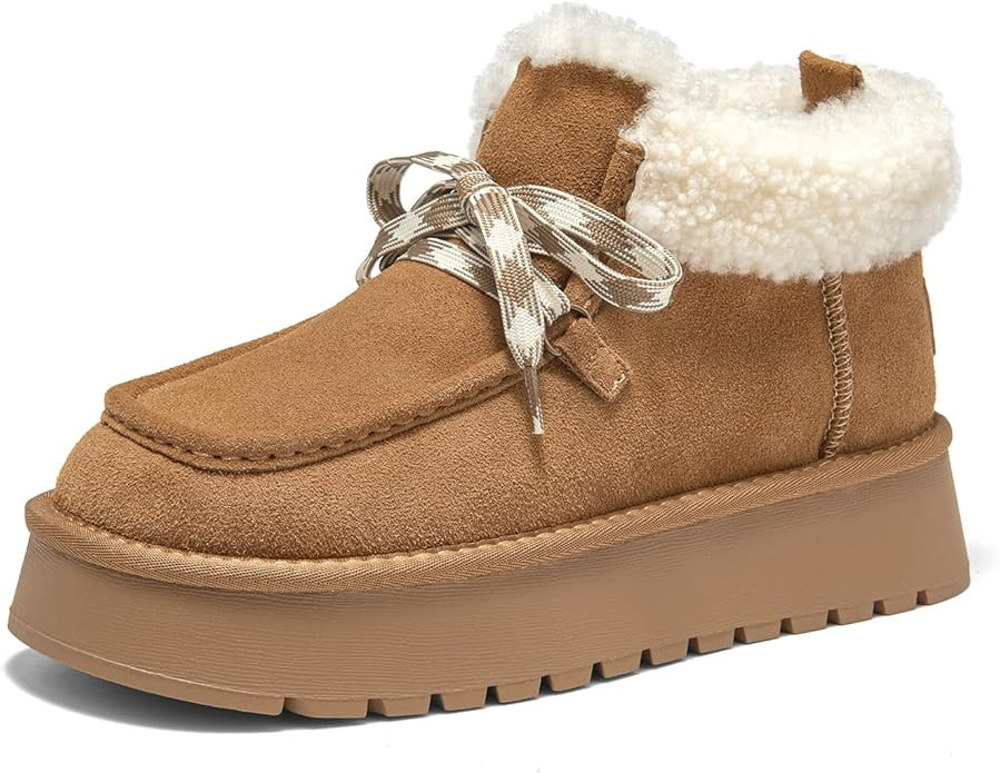 BEAU TODAY Womens Winter Snow Boots, Fur Lined Ankle Booties for Women Warm Boots, Chunky Platfor... | Amazon (US)