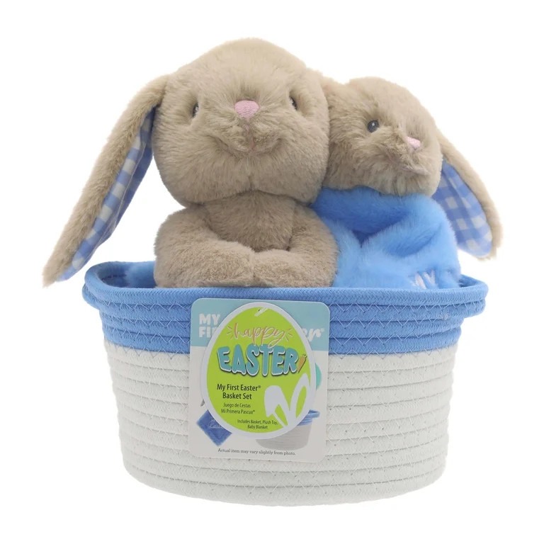 My First Easter Basket Set, Blue and White, 3 Pieces, Easter by Way To Celebrate | Walmart (US)