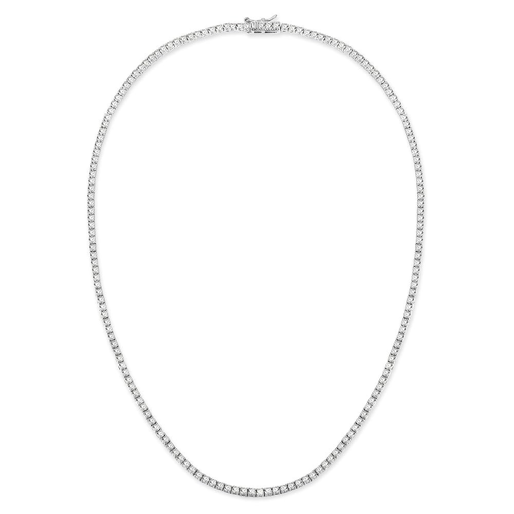 Gemsme 18K White/Yellow Gold Plated 3.0mm Round Cubic Zirconia Classic Tennis Necklace For Women ... | Amazon (US)