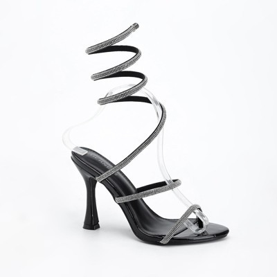 Berness Women's Alexandra Rhinestone Wrap Strap Heels Black 7 | Target