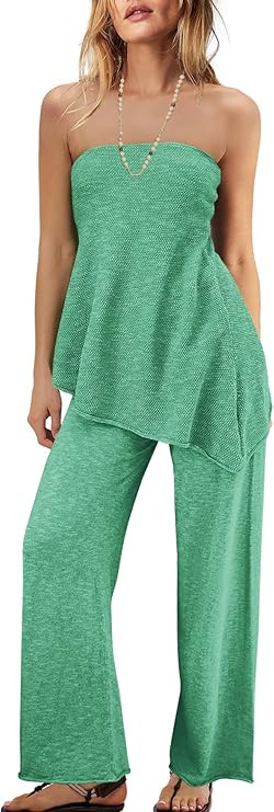 Panadila Womens Off Shoulder Sweater Set 2 Piece Outfits Summer Vacation Knit Matching Lounge Set... | Amazon (US)