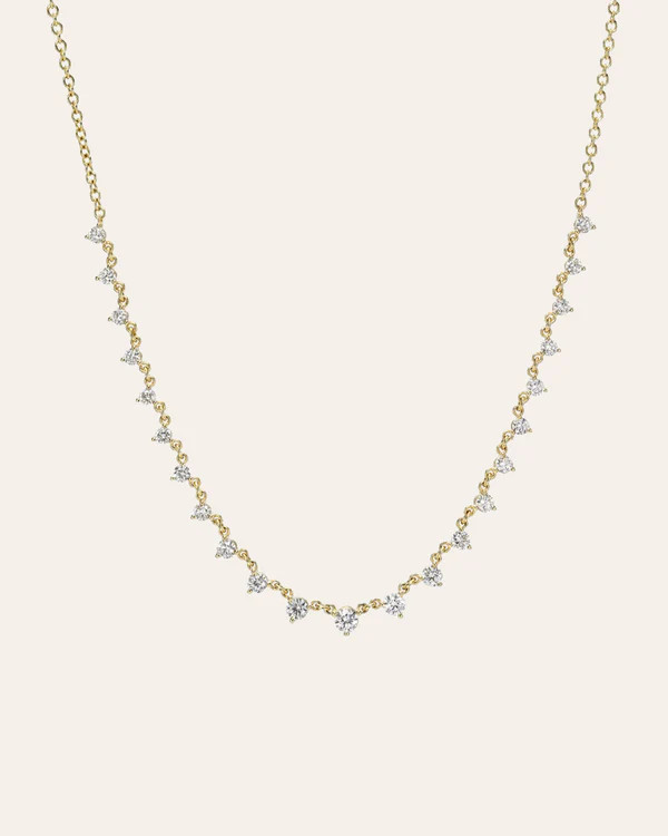 3 Prong Graduated Diamond Segment Necklace | Zoe Lev Jewelry