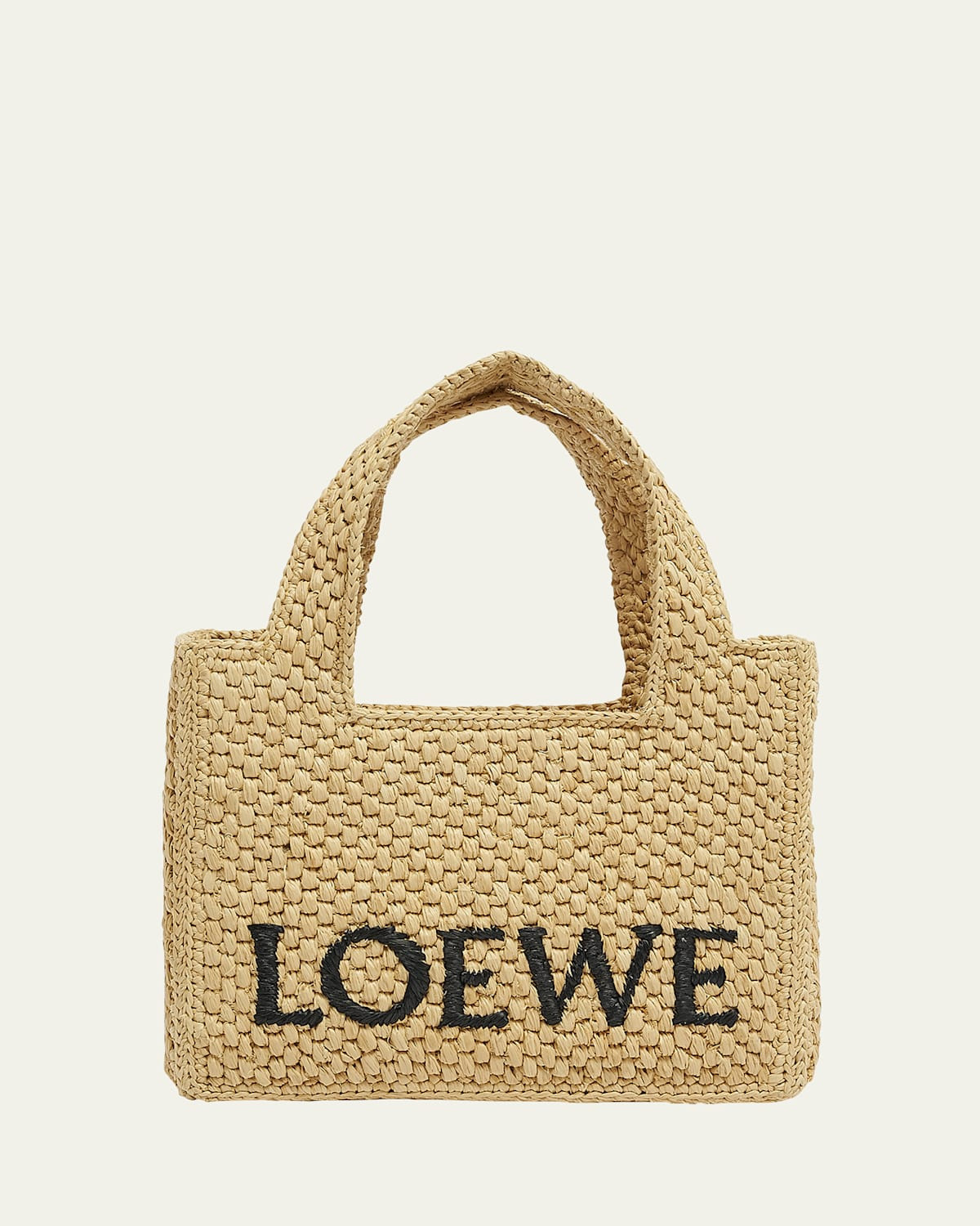 x Paula's Ibiza Font Logo Mini Tote Bag in Raffia | Bergdorf Goodman