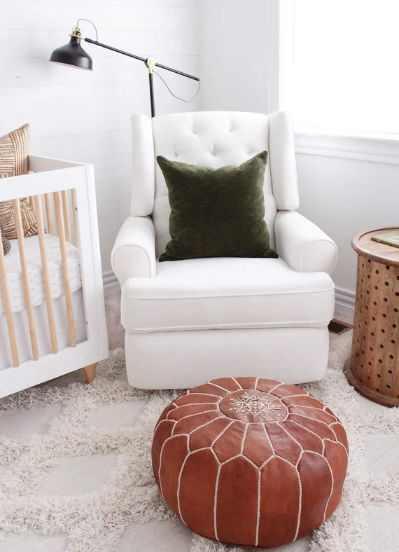 Original Moroccan Pouf - Handmade Genuine Leather - Ottoman Footstool Hassock - 100% real Natural... | Etsy (US)