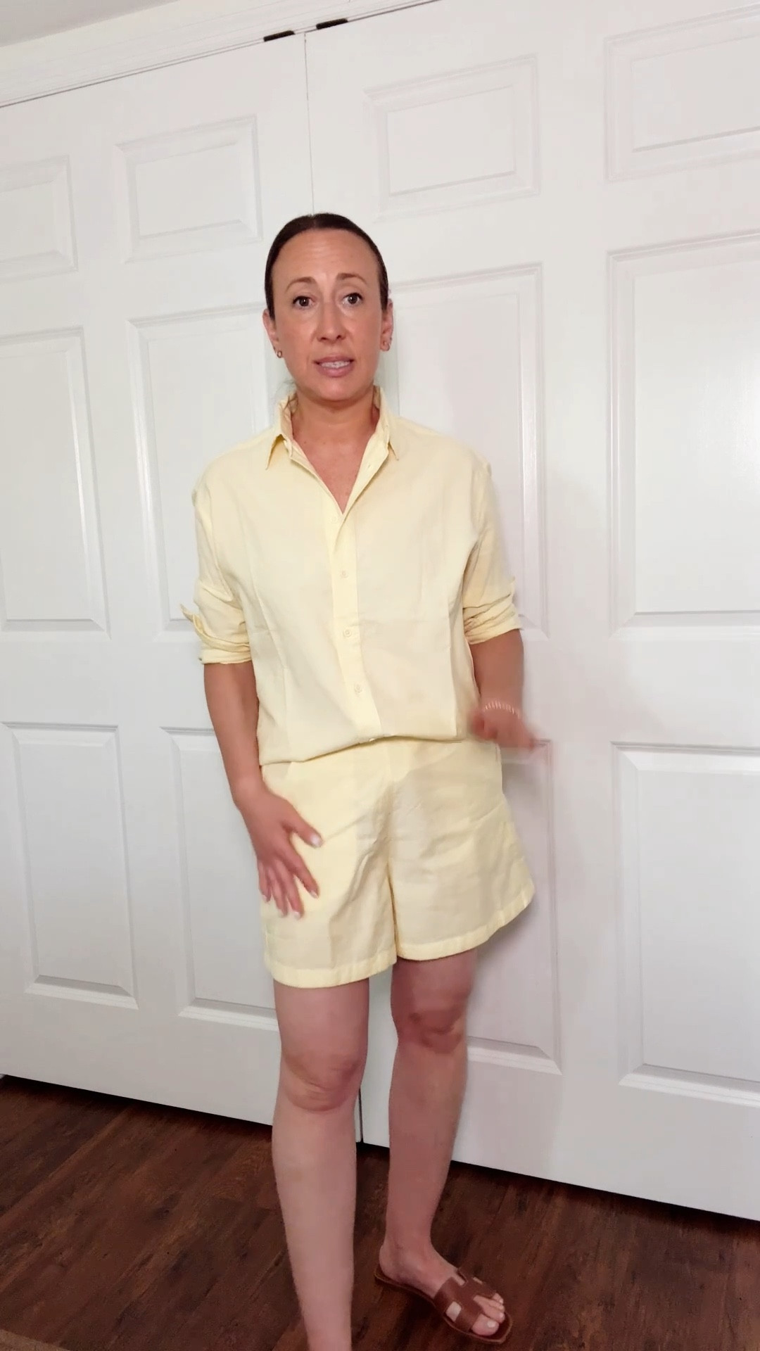 How to Style a Yellow Oxford Shirt Two Ways | Spring Outfit Ideas

Sharing two easy and polished ways to style this butter yellow oxford button-up shirt — perfect for spring and summer!

Look 1: I paired it with my favorite Mother high-rise jeans for a classic, elevated casual look.
Look 2: Worn as a matching short set — I sized down in the shorts to a small since they run a little boxy and oversized. Wearing an XS in the top!

Styled both looks with my Hermès Oran sandals, but I’m also linking some amazing affordable sandal dupes.

These are versatile everyday outfits that work for the office, errands, or casual weekends. Chic spring style made simple!

Shop the full look + dupes on my LTK under “Spring Capsule Closet.”

#LTKStyleTip #LTKWorkwear #LTKSeasonal