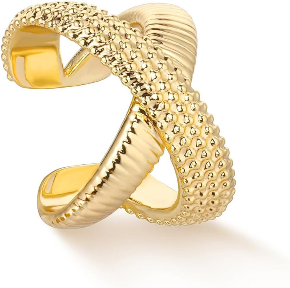 MYEARS Women Ear Cuff Earrings Gold Non Pierced Cartilage Clip on Open Wrap X Hoop 14K Gold Plate... | Amazon (US)