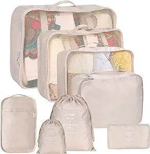 8 Set Packing Cubes for Suitcases, kingdalux Travel Luggage Packing Organizers with Laundry Bag, ... | Amazon (US)