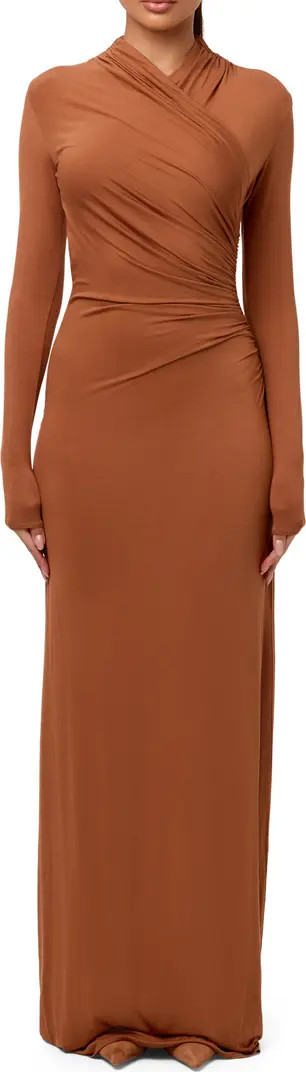 Naked Wardrobe Overlap Neck Long Sleeve Maxi Dress | Nordstrom | Nordstrom