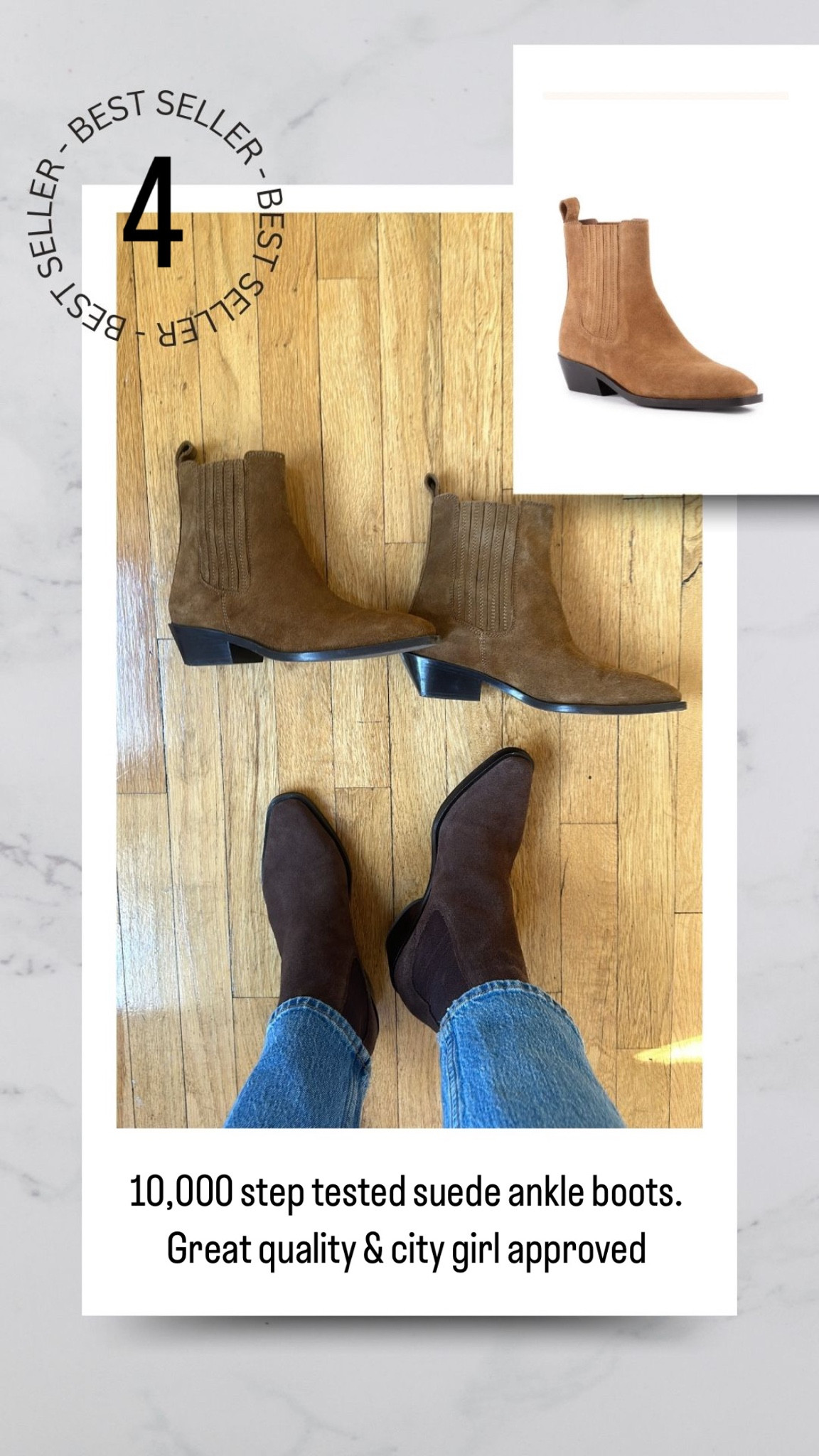 10,000 step tested suede ankle boots. Both very comfortable for all day wear 
#suedeboots #dolcevita

#LTKShoeCrush