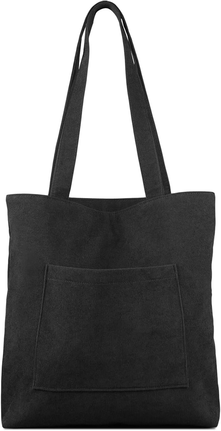Kememo Corduroy Tote Bag with Zip, Shoulder Bag Women's Hobos Handbags Large Capacity Shopping Ba... | Amazon (US)