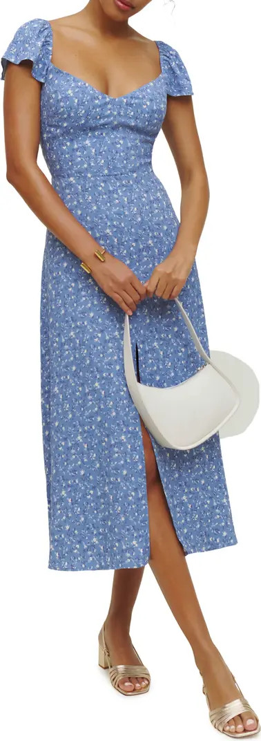 Baxley Floral Print Flutter Sleeve Midi Dress | Nordstrom