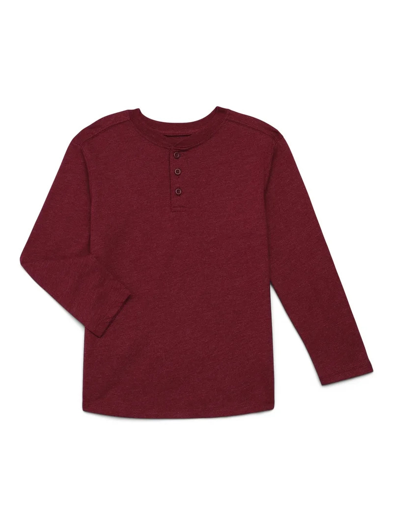 Wonder Nation Boys' Henley Tee with Long Sleeves, Sizes 4-18 & Husky | Walmart (US)
