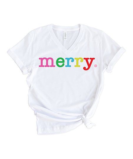 White 'Merry' V-Neck Tee - Women | Zulily