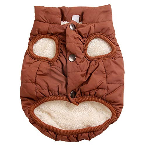 JoyDaog 2 Layers Fleece Lined Warm Dog Jacket for Puppy Winter Cold Weather,Soft Windproof Small Dog Coat,Brown S | Amazon (US)