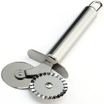 Bakeware & Accessories - Stainless Steel Double Use Pizza Knife - Pastry Roller Cutter Fluted Pas... | Amazon (US)