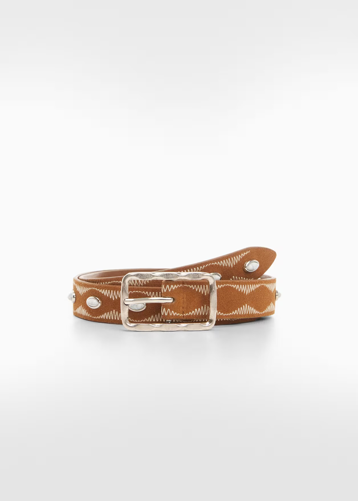Embroidered leather belt -  Women | Mango USA | MANGO (US)
