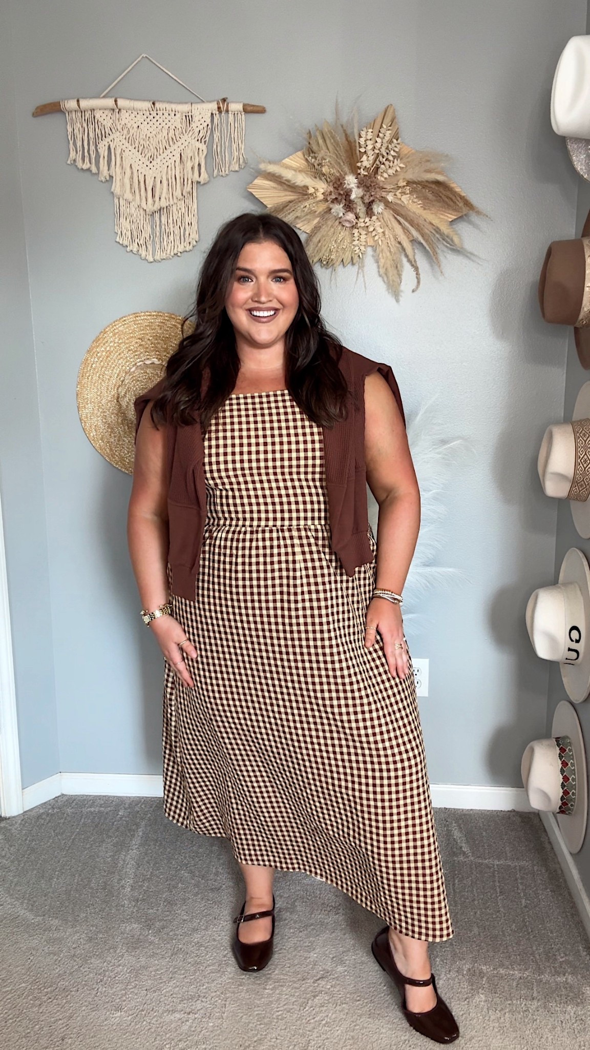 Amazon Fall outfit inspo 🍂 Gingham maxi dress pumpkin patch outfit or fall festival 🎃 Paired with Mary Jane brown flats. Size XXL 

#LTKStyleTip #LTKFindsUnder50 #LTKPlusSize