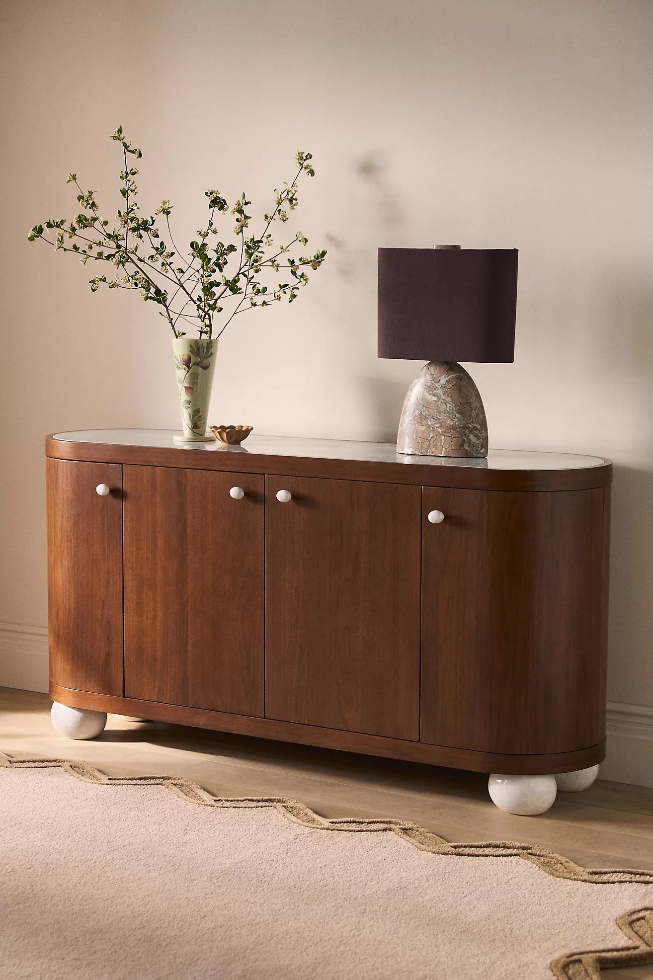 Vivienne 68" Marble Top Wood Sideboard | Anthropologie (US)