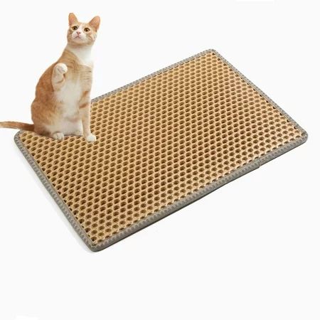 TORUBIA Yellow Cat Litter Mat Pretty Litter Box Trapping Mat Honeycomb Double Scatter Control Layer  | Walmart (US)
