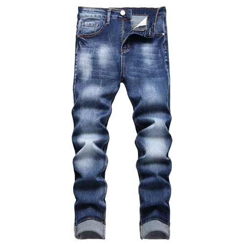 Blue Jeans for Men, Skinny Stretch Ripped Denim Pants - Pantalones De Hombre Jeans for Men Slim Fit Distressed Tapered Leg Jean, Blue 7917, Size 42 | Amazon (US)
