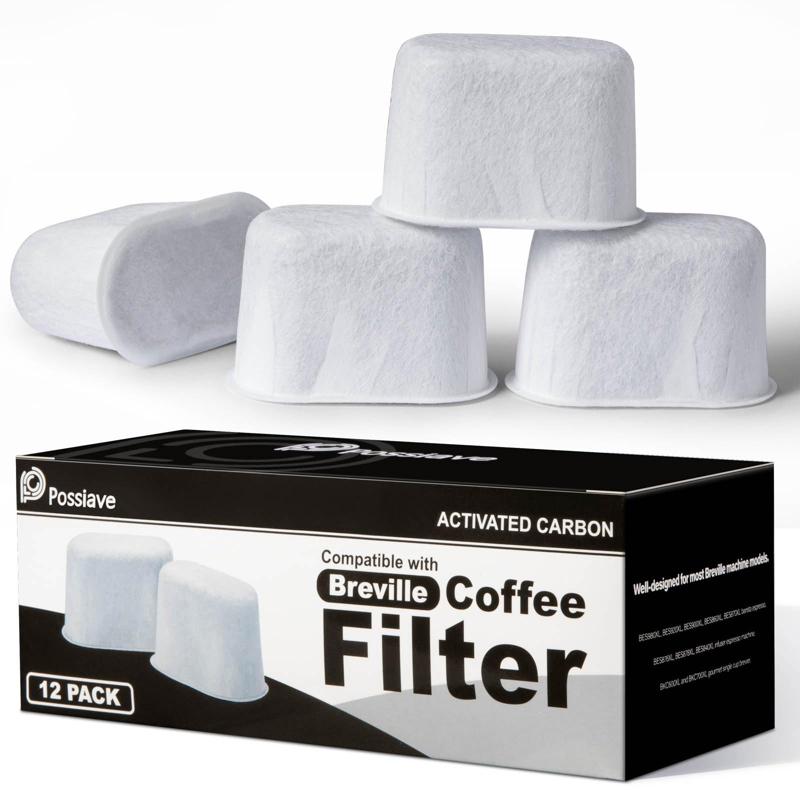 Possiave 12-Pack Charcoal Water Filters Compatible with Breville BWF100 Machines, Breville Espresso Machine Water Filter Replacement | Amazon (US)
