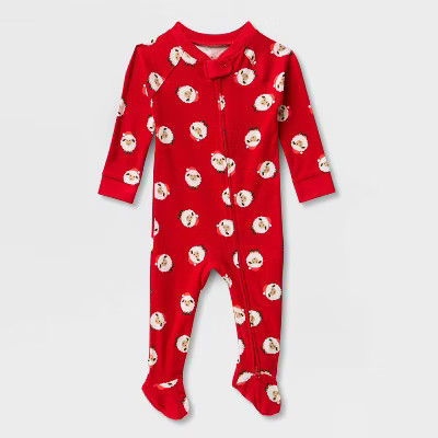Baby Holiday Sheep Cotton Matching Family Long Sleeve Footed Pajamas - Wondershop™​​​​​​​ Red 3-6M | Target