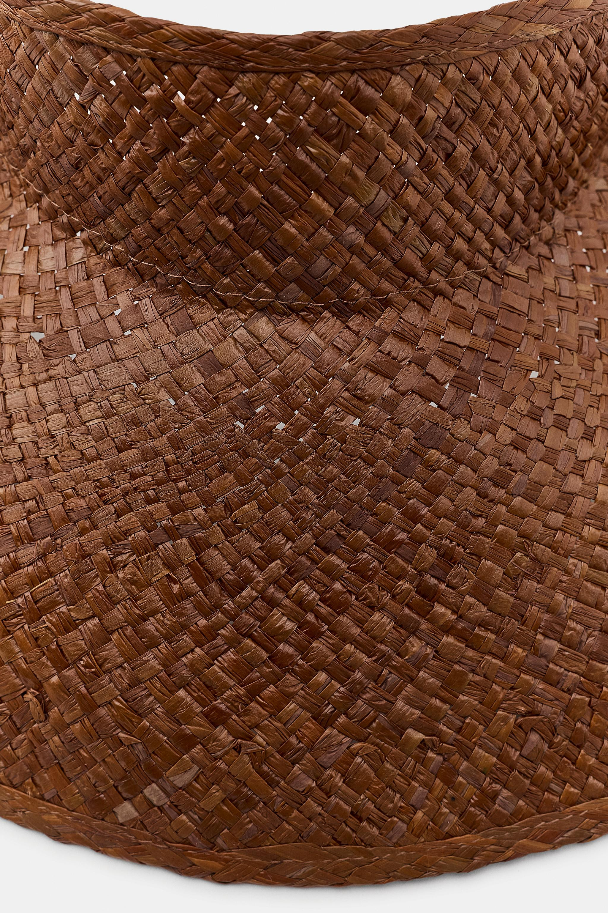 100% RAFFIA BRAIDED VISOR | Zara US