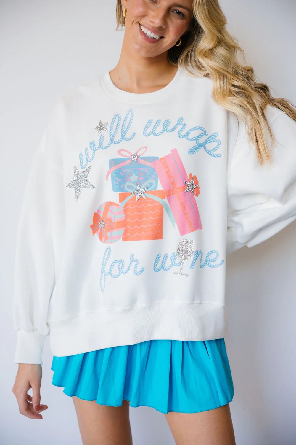 WILL WRAP FOR WINE WHITE PULLOVER | Judith March