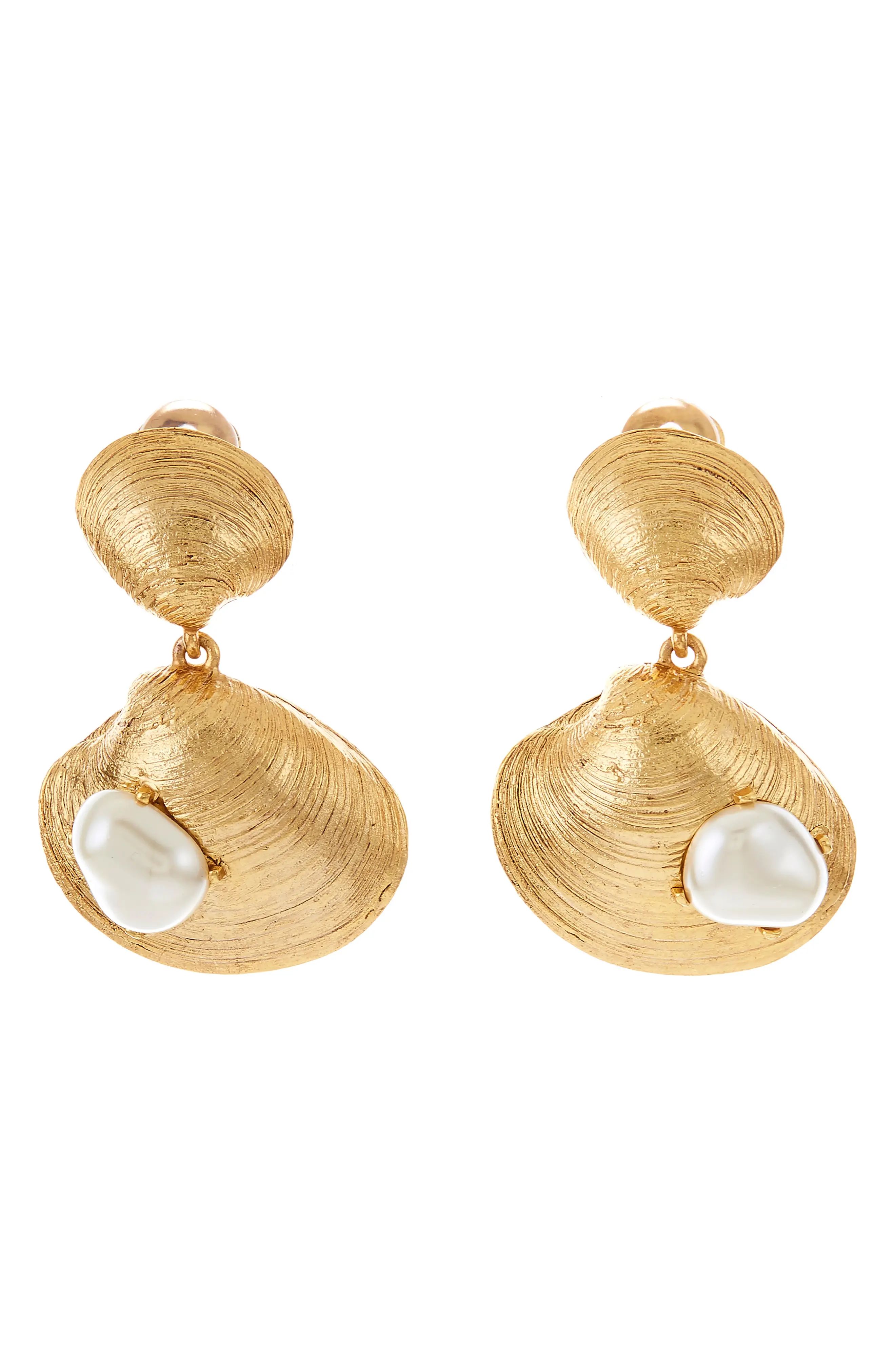 Women's Oscar De La Renta Clamshell Earrings | Nordstrom