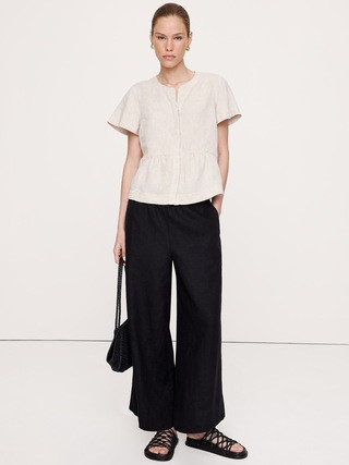 Linen Flutter-Sleeve Top | Banana Republic (US)