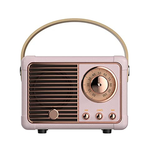 Dosmix Retro Bluetooth Speaker, Vintage Decor, Small Wireless Bluetooth Speaker, Cute Old Fashion Style for Kitchen Desk Bedroom Office Outdoor Accessories for Android/iOS Devices (Pink) | Amazon (US)
