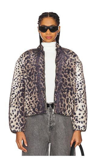 Leni Leopard Padded Bomber in Leopard | Revolve Clothing (Global)